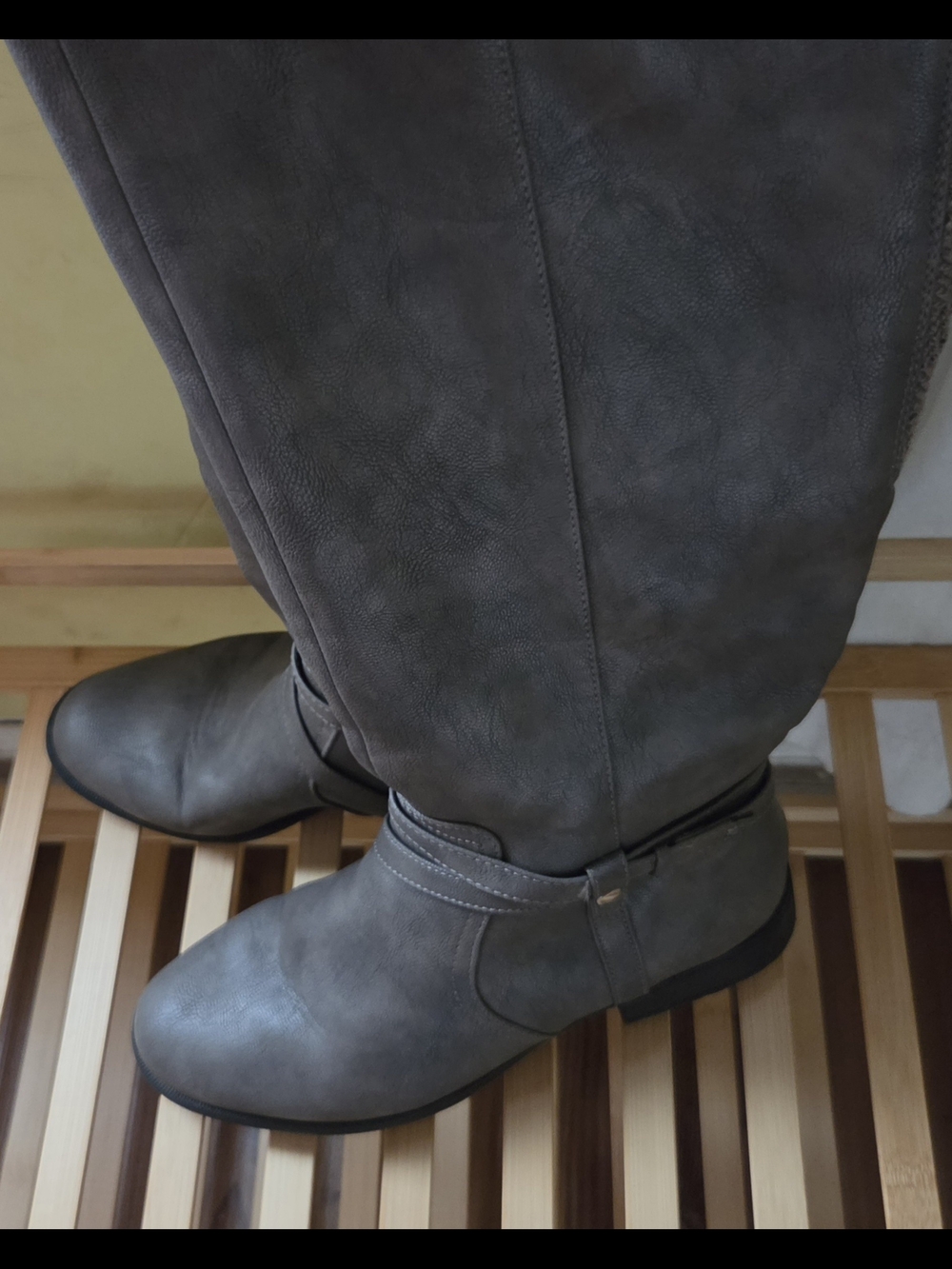 Tall Gray Riding Boots